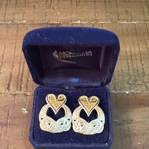 Montana Silversmiths Gold Heart Filigree Drop Earrings